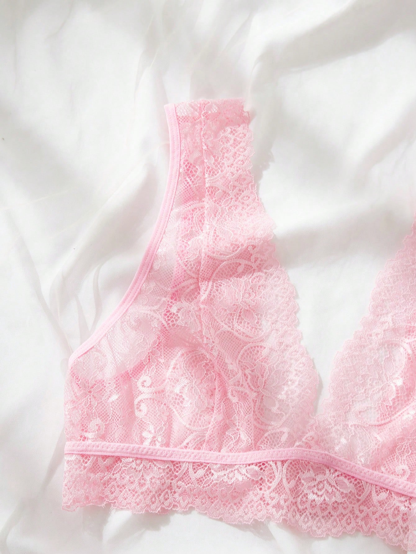 Pink Lace Lingerie Set Sheer F - Lace Bralette Set 评论和价格
